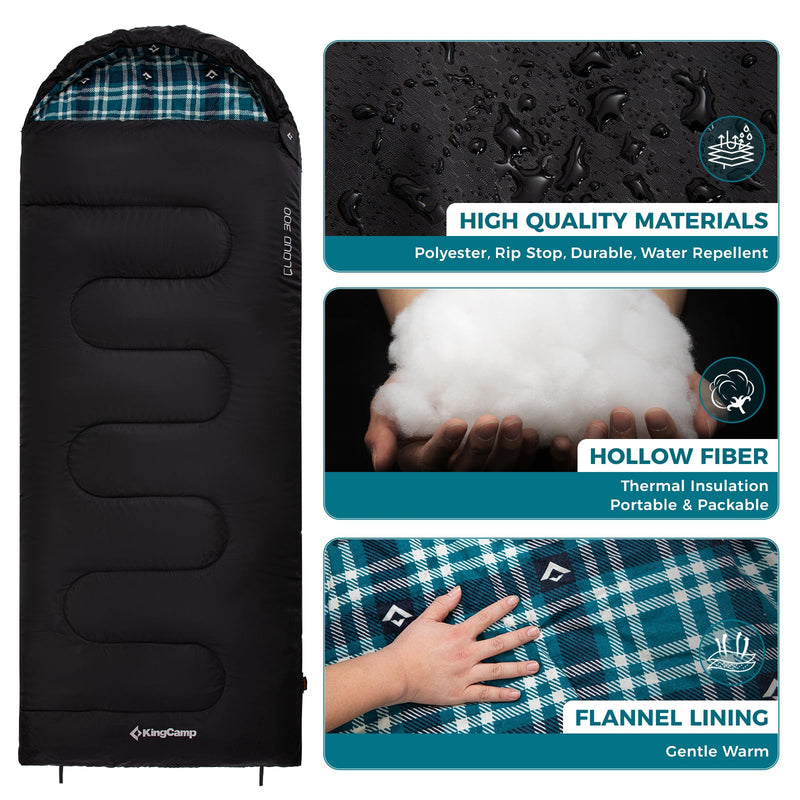Load image into Gallery viewer, KingCamp CLOUDY 300 Flannel Lined Sleeping Bag
