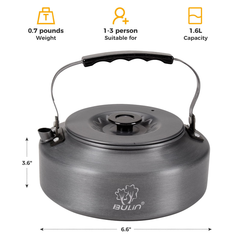 Load image into Gallery viewer, BULIN Hard Anodized Aluminum Camping Kettle 1.6L and 2.2L
