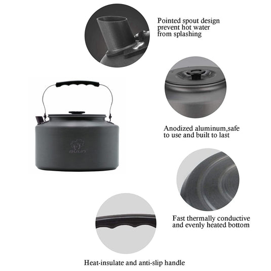 BULIN Hard Anodized Aluminum Camping Kettle 1.6L and 2.2L
