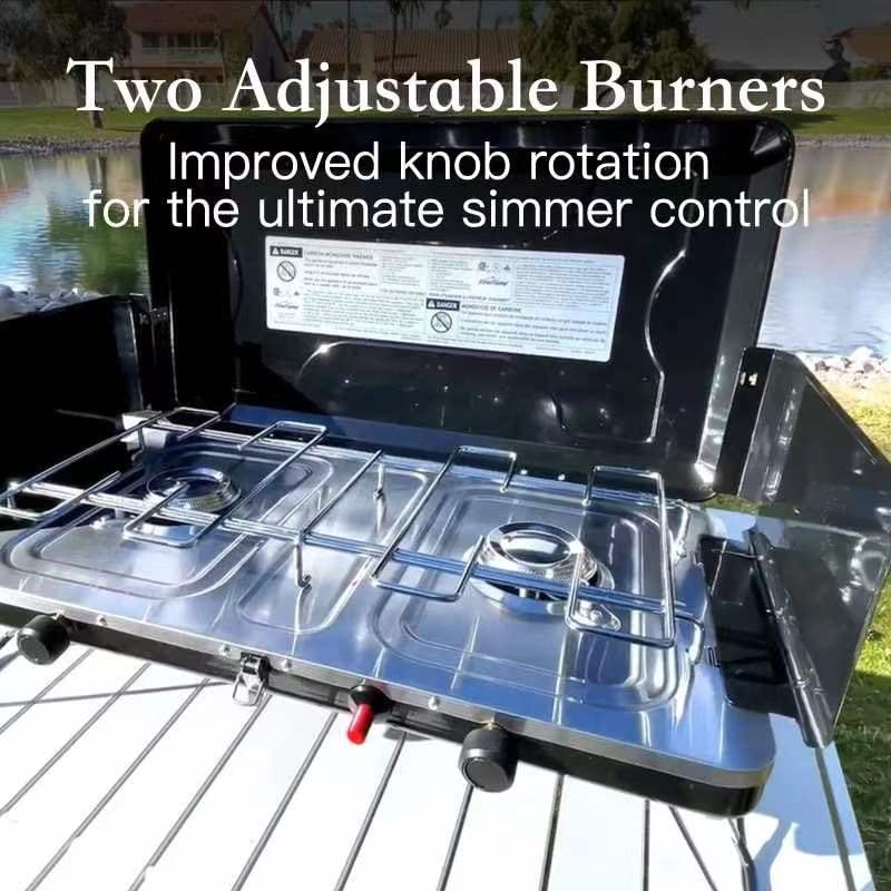 Load image into Gallery viewer, FINEFLAME Portable Gas Stove with 2 Adjustable Burners
