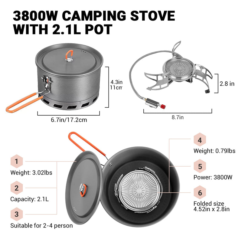Load image into Gallery viewer, BULIN Burner Camping Gas Stove &amp; Jure Large Camping Pot
