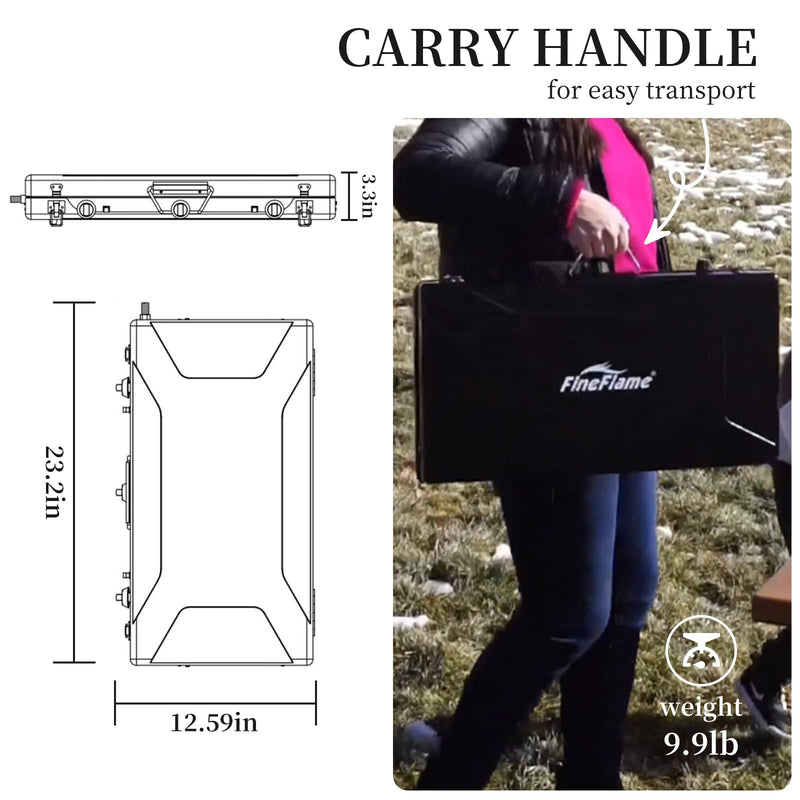 Load image into Gallery viewer, FINEFLAME Portable 3-Burner Camping Stove with Carry Handle
