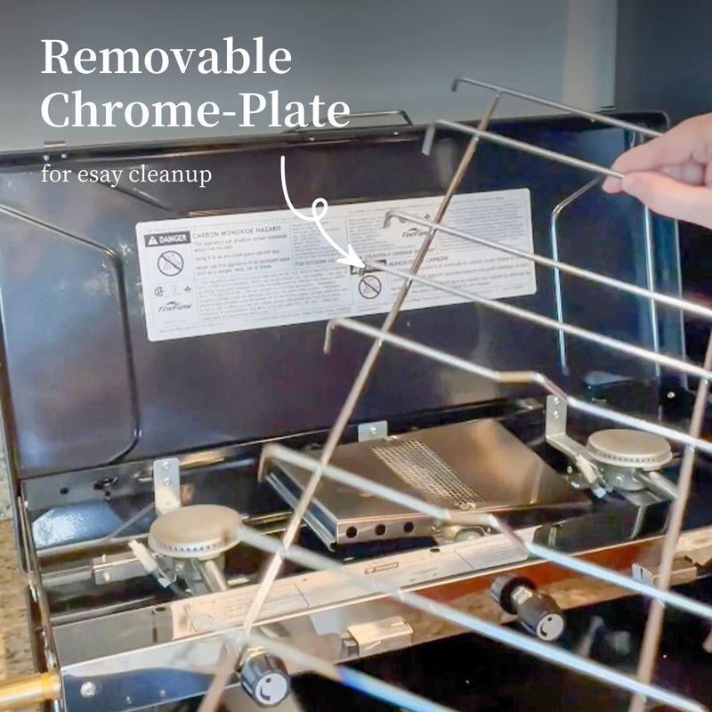 Load image into Gallery viewer, FINEFLAME Portable 3-Burner Camping Stove with Removeable Chrome Plate
