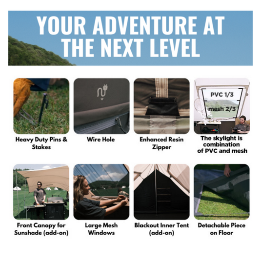 KingCamp KHAN VILLA Glamping Tent with Large Mesh Windows and Heavy Duty Pins and Stakes