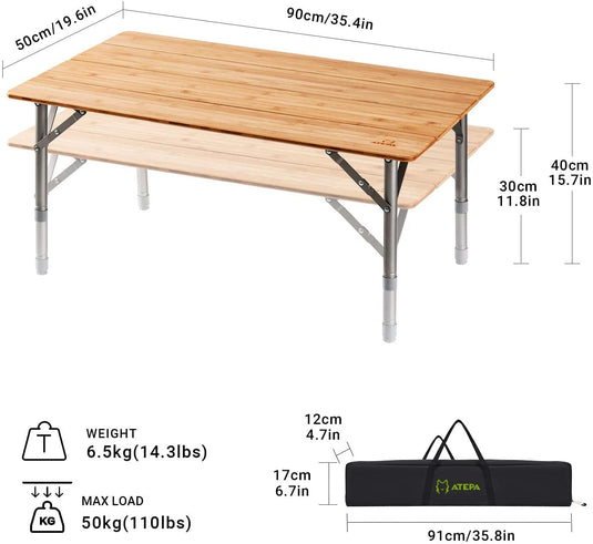 ATEPA BAMBOO 4-Folded Bamboo Table