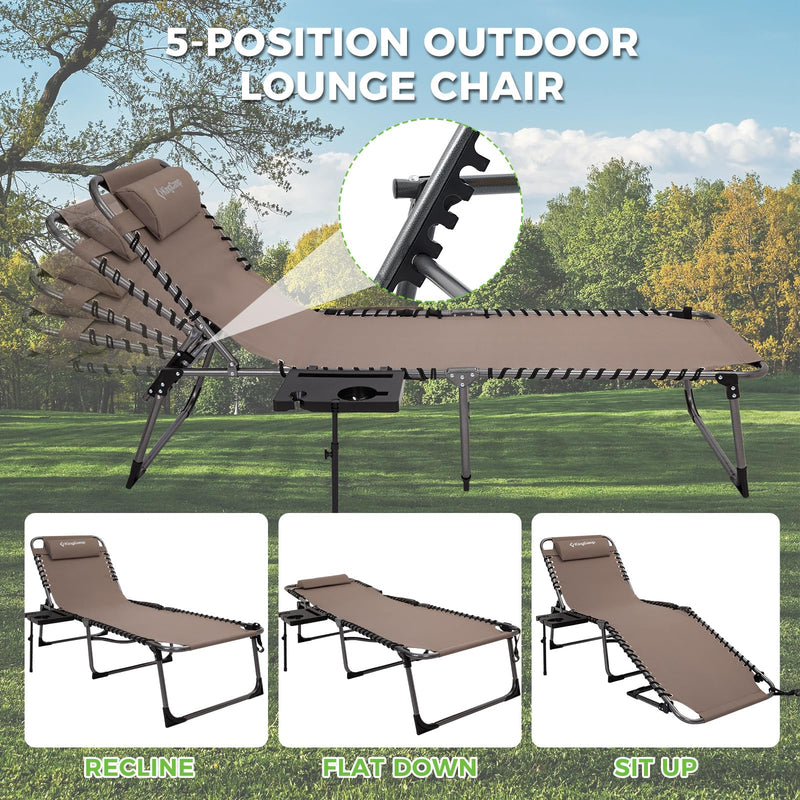 Load image into Gallery viewer, KingCamp Folding Chaise Lounge Chair with Pillow &amp; Side Table
