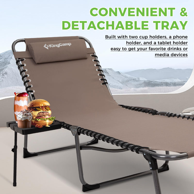 Load image into Gallery viewer, KingCamp Folding Chaise Lounge Chair with Pillow &amp; Side Table
