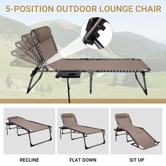 KingCamp Cool Lounge Chair Plus Textilene Lounge Chair with Side Table