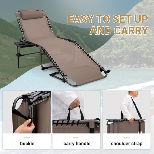 KingCamp Cool Lounge Chair Plus Textilene Lounge Chair with Side Table