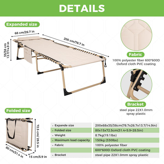 KingCamp Oversized Comfort 3-folding Lounge Chair Easy Fold and Carry