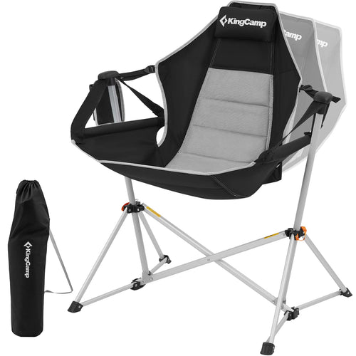 KingCamp Portable Swing Recliner Chair with Pillow Black
