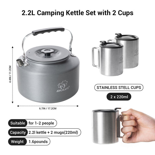 BUNLIN 2.2L Camping Kettle Set