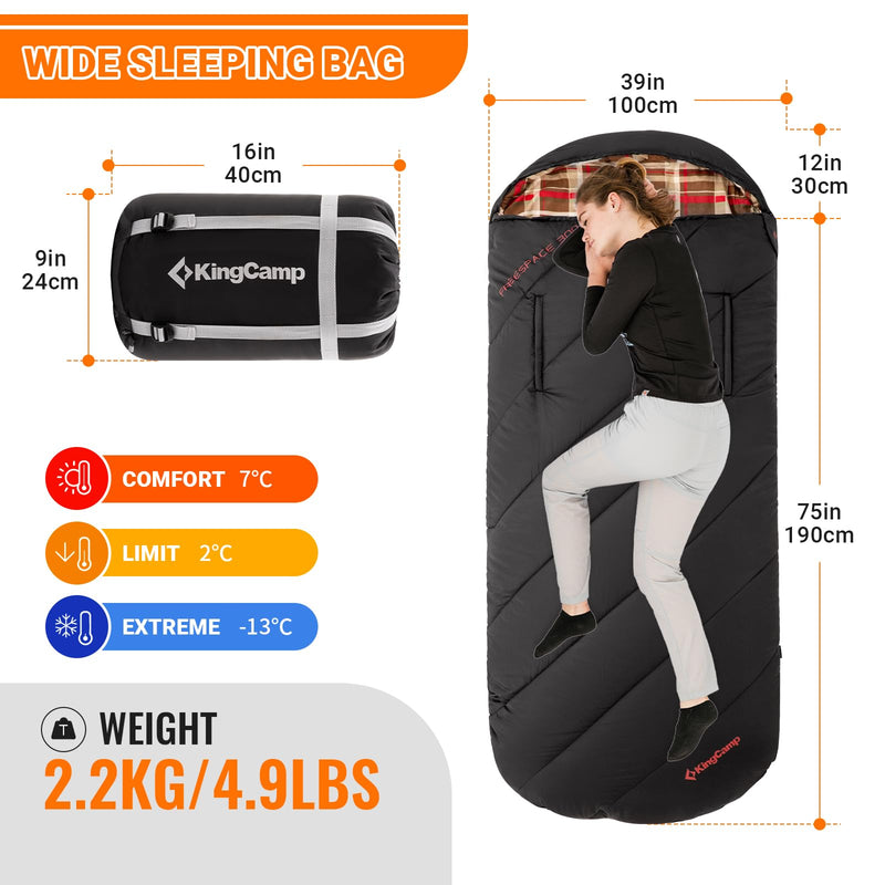 Load image into Gallery viewer, KingCamp Freespace 300 Wearable Flannel Sleeping Bag Wide and Large
