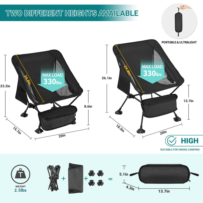 Load image into Gallery viewer, ATEPA Ultralight Square Tall Camping Chair with Adjustable Height
