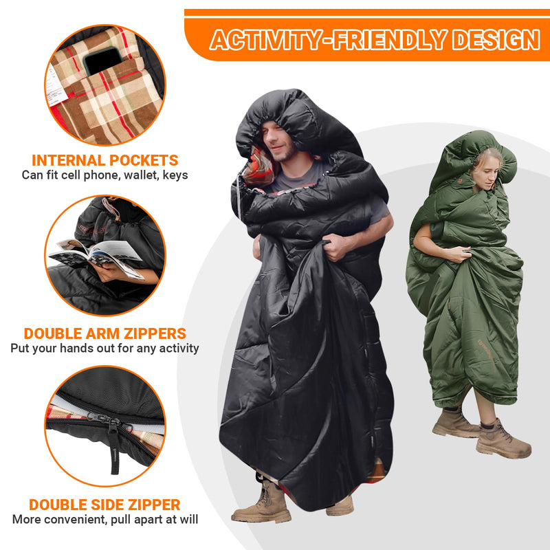 Load image into Gallery viewer, KingCamp Freespace 300 Wearable Flannel Sleeping Bag
