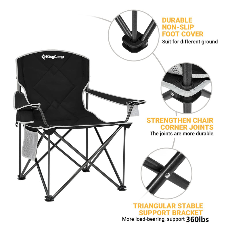 Load image into Gallery viewer, KingCamp Extra-Large Folding Camping Chair with Durable Non-Slip Foot Cover
