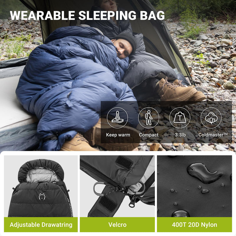 Load image into Gallery viewer, ATEPA ELEMENTS 600 Down Sleeping Bag black Wearable Sleeping Bag
