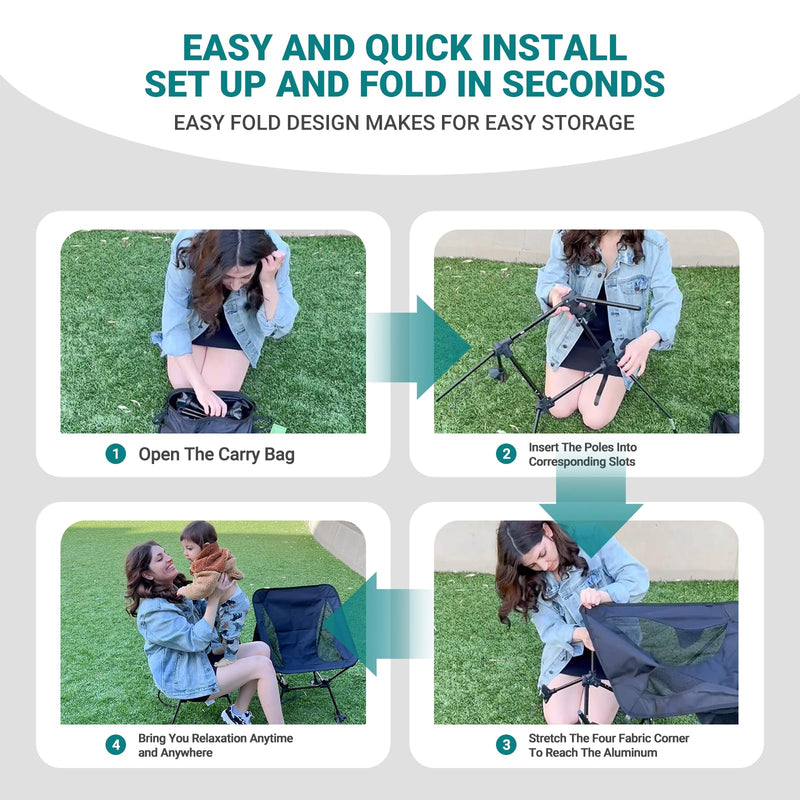 Load image into Gallery viewer, ATEPA Ultralight Square Tall Camping Chair Easy and Quick Install
