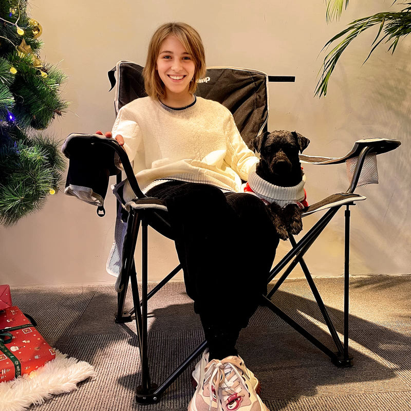 Load image into Gallery viewer, KingCamp Extra-Large Folding Camping Chair with Durable Non-Slip Foot Cover
