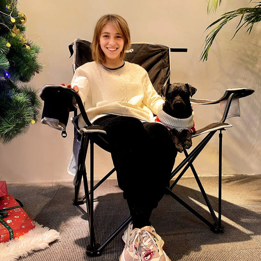 KingCamp Extra-Large Folding Camping Chair with Durable Non-Slip Foot Cover