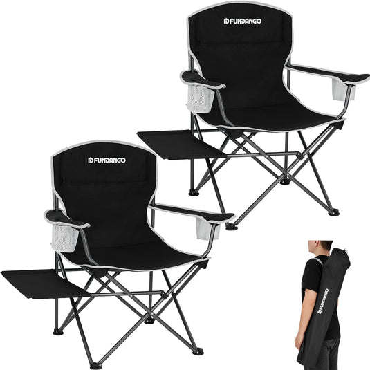 FUNDANGO Arm Chiar Plus Spacious Armchair Folding Camping Chair with Side Table