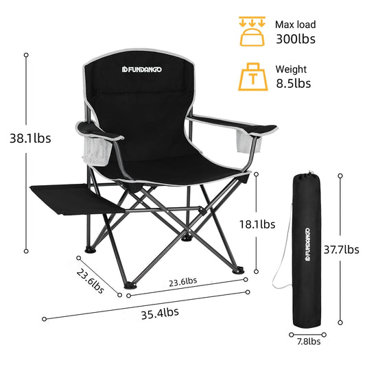 FUNDANGO Arm Chiar Plus Spacious Armchair Folding Camping Chair with Side Table