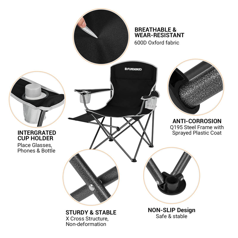Load image into Gallery viewer, FUNDANGO Arm Chiar Plus Spacious Armchair Folding Camping Chair with Side Table
