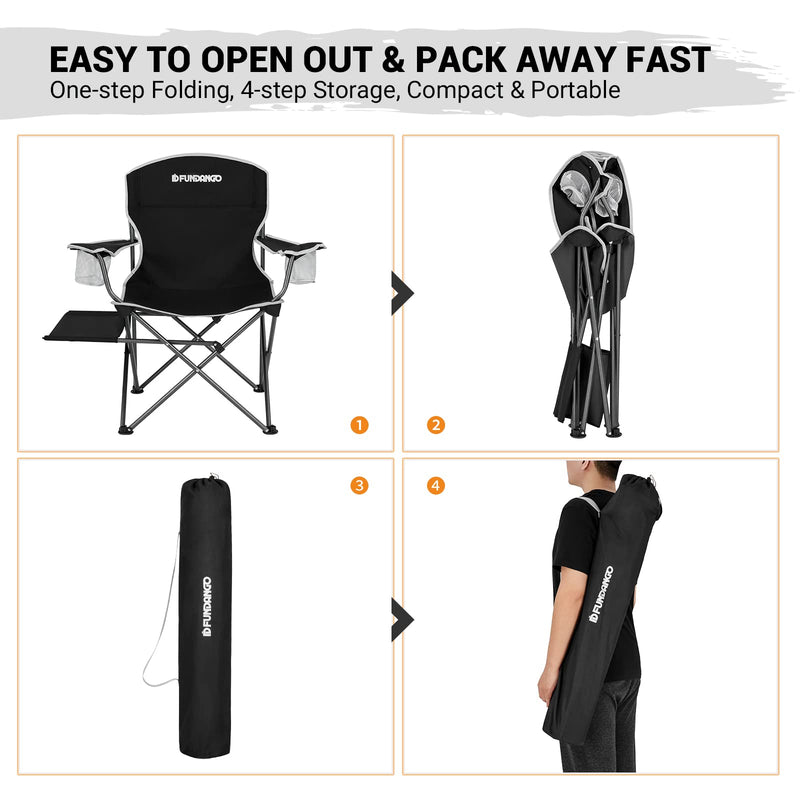 Load image into Gallery viewer, FUNDANGO Arm Chiar Plus Spacious Armchair Folding Camping Chair with Side Table
