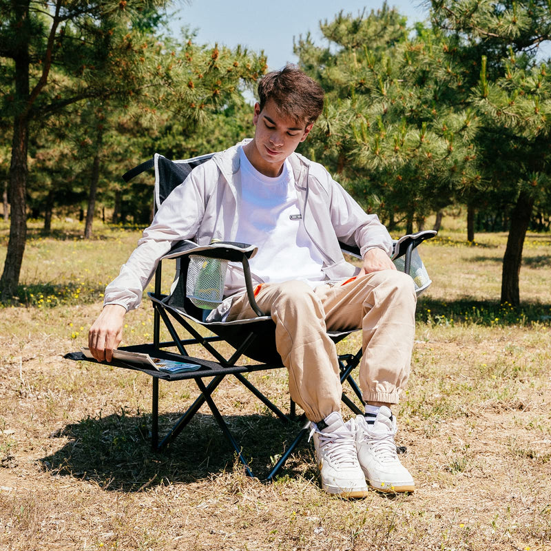 Load image into Gallery viewer, FUNDANGO Arm Chiar Plus Spacious Armchair Folding Camping Chair with Side Table
