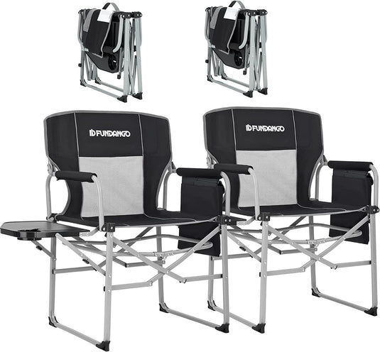 FUNDANGO Portable Director Chair Black Quick Opening Bracket Design