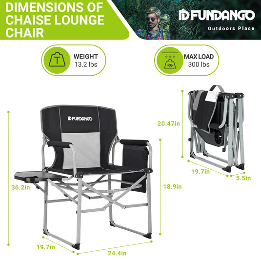 FUNDANGO Portable Director Chair Black Quick Opening Bracket Design
