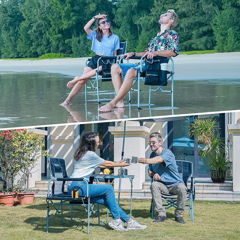 Load image into Gallery viewer, FUNDANGO Portable Director Chair Black Quick Opening Bracket Design
