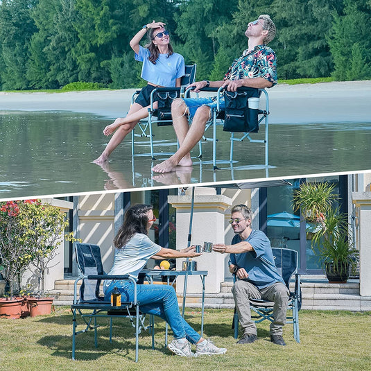 FUNDANGO Portable Director Chair Black Quick Opening Bracket Design