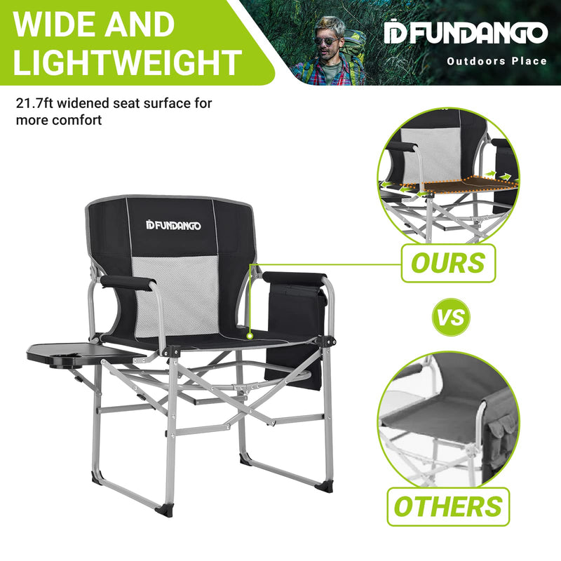 Load image into Gallery viewer, FUNDANGO Portable Director Chair Black Quick Opening Bracket Design
