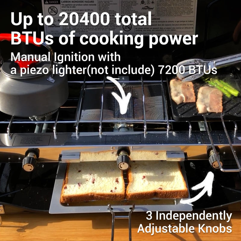 Load image into Gallery viewer, FINEFLAME Portable 3-Burner Camping Stove
