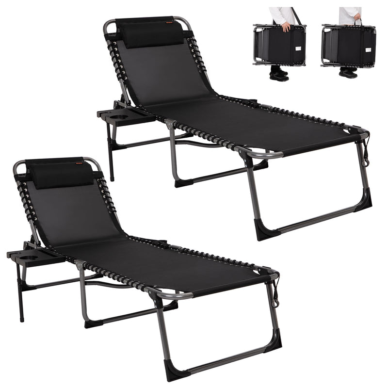 Load image into Gallery viewer, KingCamp Cool Lounge Chair Plus Textilene Lounge Chair with Side Table
