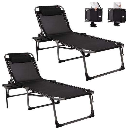 KingCamp Cool Lounge Chair Plus Textilene Lounge Chair with Side Table