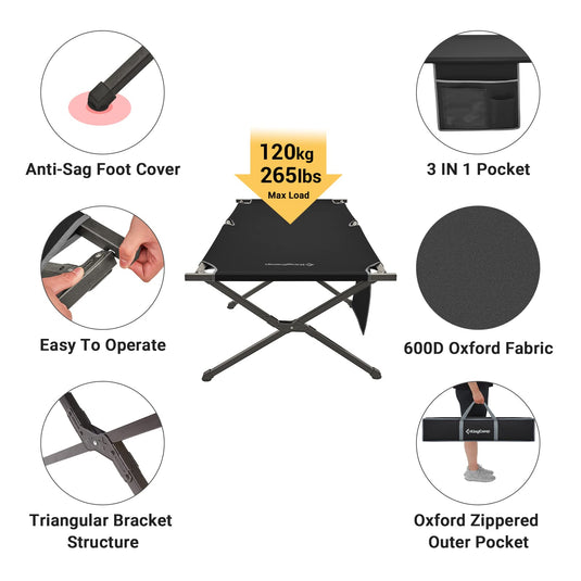 KingCamp BANYAN Steel Army Cot L Family Comfort Bed