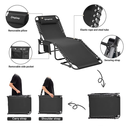 KingCamp 5 Position Outdoor Chaise Lounge Chair