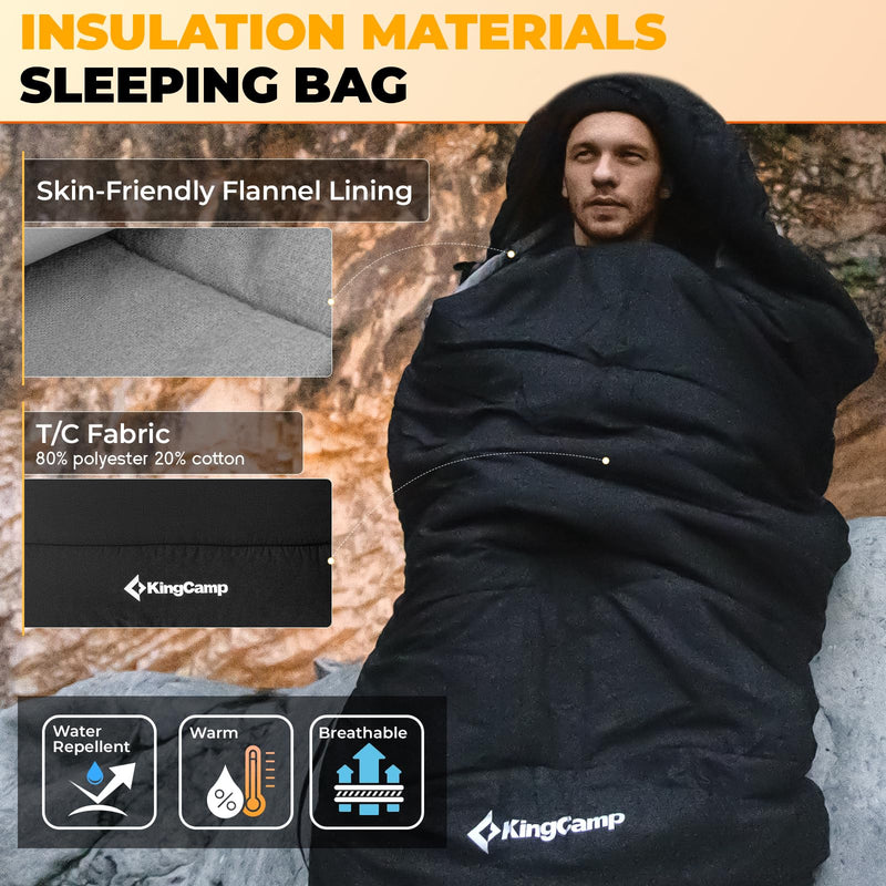 Load image into Gallery viewer, KingCamp KAUAI 400 3 in 1 Sleeping Bag with Flannel Lining

