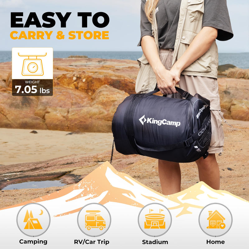 Load image into Gallery viewer, KingCamp KAUAI 400 3 in 1 Sleeping Bag Black Easy to Carry
