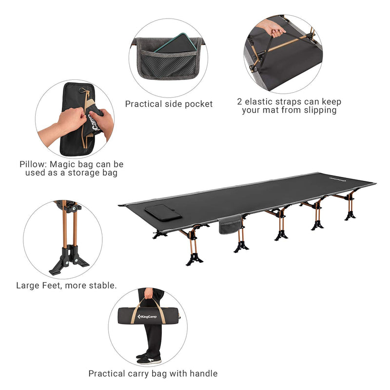 Load image into Gallery viewer, KingCamp MUENSTER Cot L Oversized Folding Camping Cots with Side Pocket
