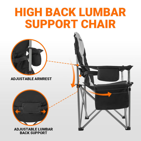 KingCamp Camping Armchair Heavy Duty Ergonomic Padded High Back Lumbar Support Chair