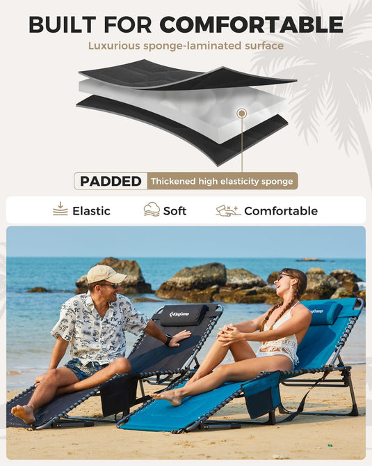 KingCamp MAGNOLIA B20 Folding Oversized Lounge Chair for Patio, Beach, Yard