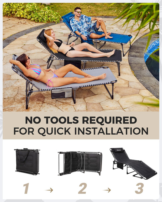 KingCamp MAGNOLIA B20 Folding Oversized Lounge Chair for Patio, Beach, Yard