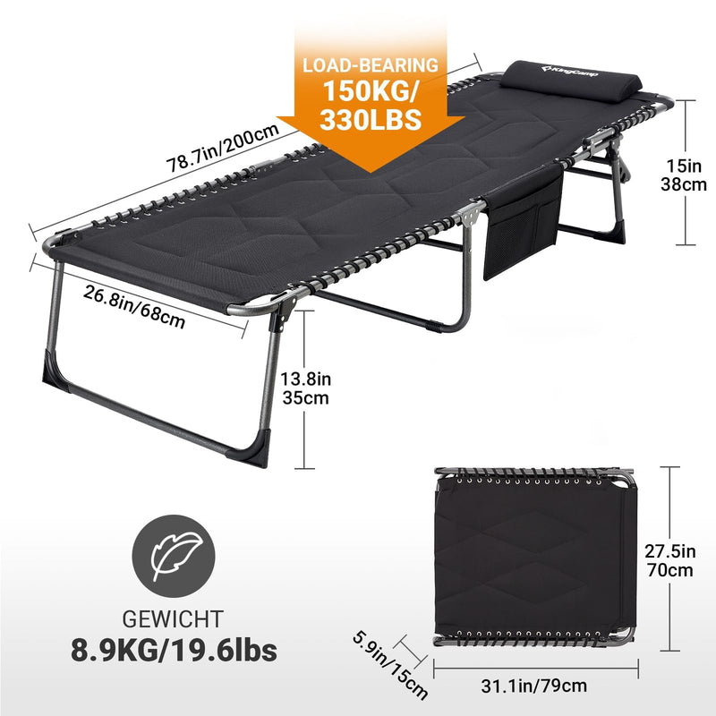 Load image into Gallery viewer, KingCamp Oversized Comfort 3-folding Lounge Chair Easy Fold and Carry
