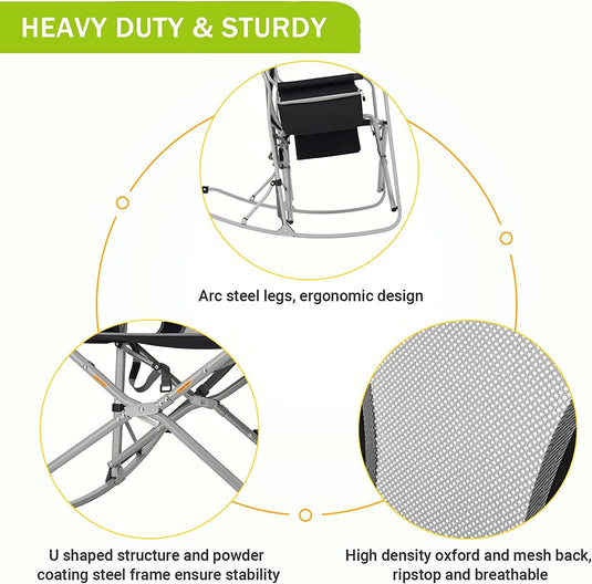 FUNDANGO Rocking Director Chair Heavy Duty and Sturdy