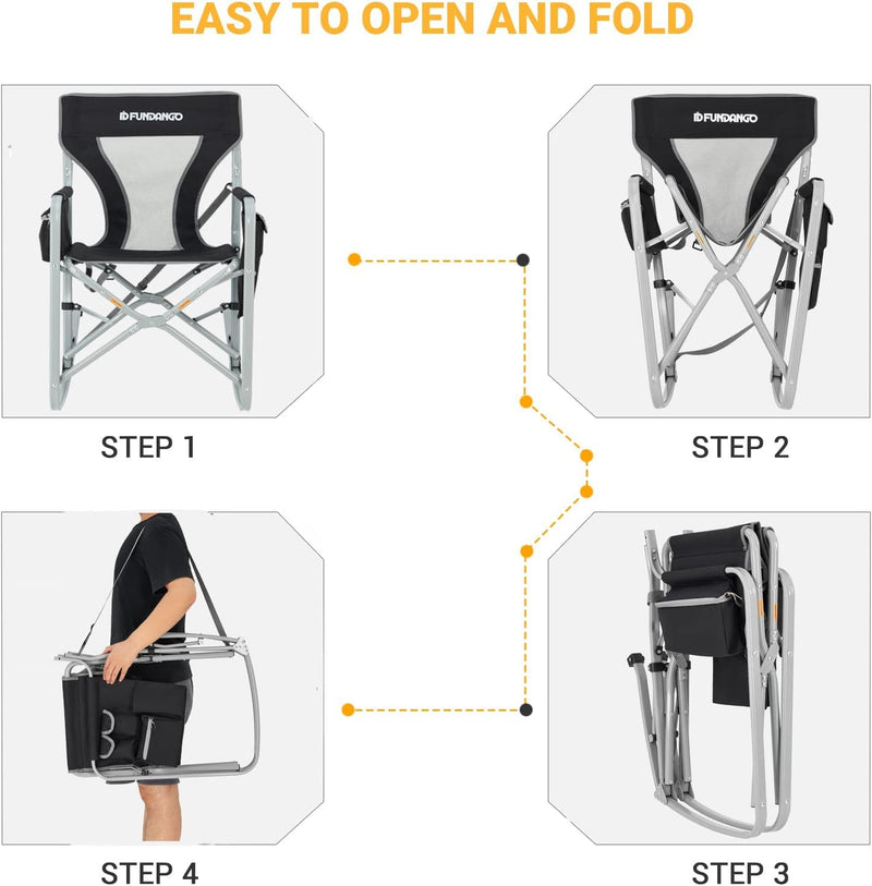 Load image into Gallery viewer, FUNDANGO Rocking Director Chair Easy to Open and Fold
