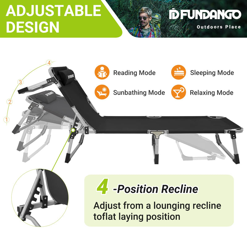Load image into Gallery viewer, FUNDANGO CLASSIC Folding Lounge Chair and Camping Bed - 4 Adjustable Positions

