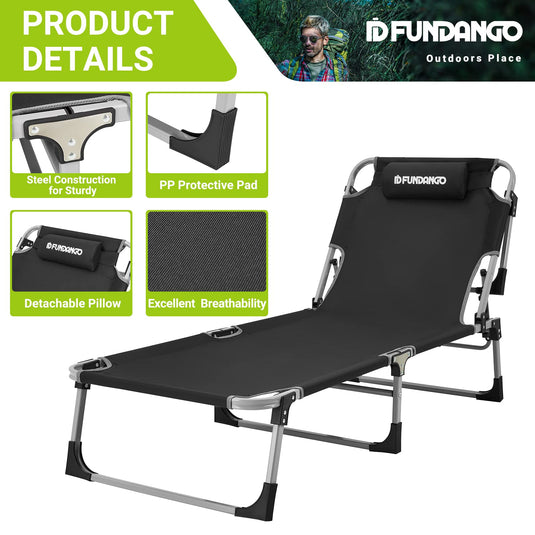 FUNDANGO CLASSIC Folding Lounge Chair and Camping Bed - 4 Adjustable Positions